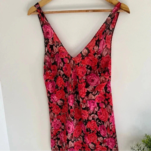 VTG Cinema Etoile Dark Floral Nightgown Semi Sheer Nightie Slip Dress sz Medium - Picture 4 of 12
